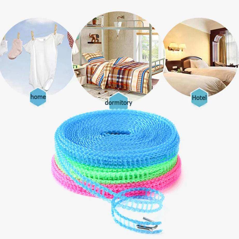 Buy 1 Get 2 Free Offer 3 Pcs Wind Proof Non Slip Nylon Hanging Drying Rope Clothes washing line with full size of 5 Meters in Rs 995