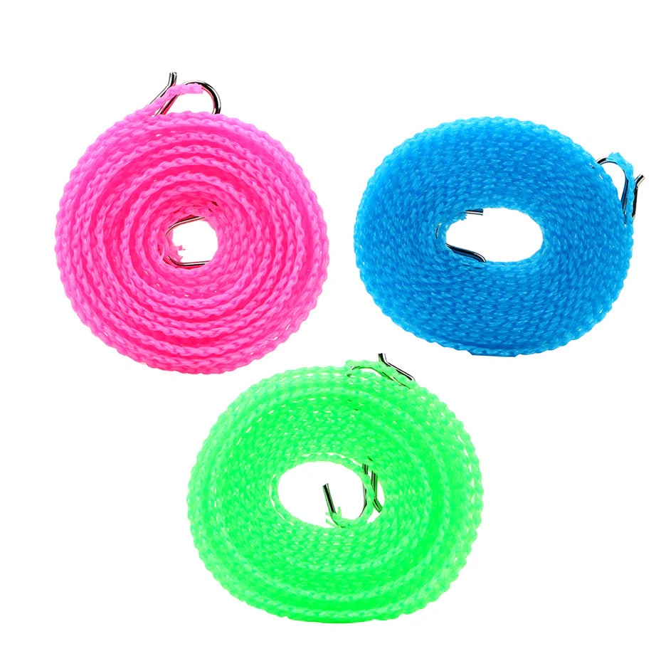 Buy 1 Get 2 Free Offer 3 Pcs Wind Proof Non Slip Nylon Hanging Drying Rope Clothes washing line with full size of 5 Meters in Rs 995