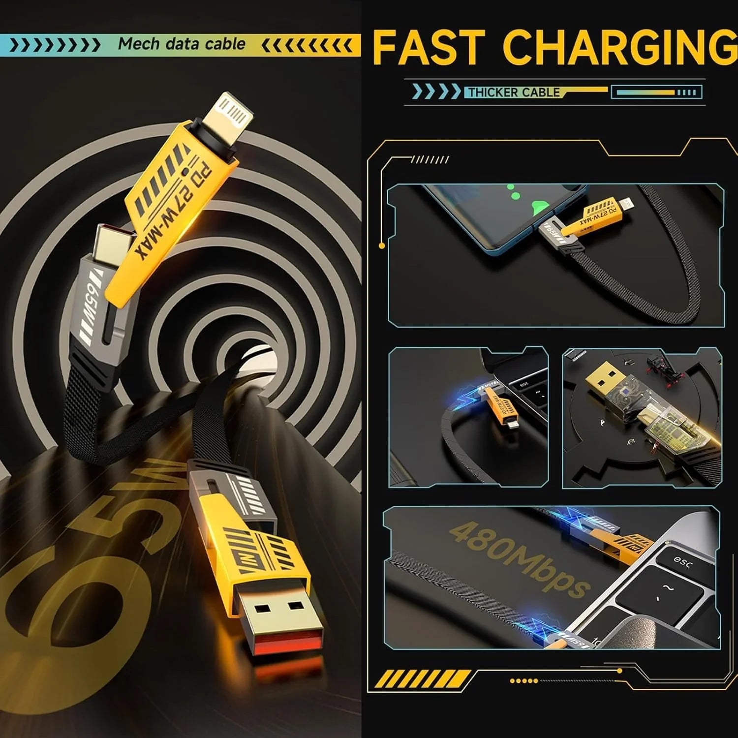 Fast PD Charger Cord for iPhone, iPad, Samsung, MacBook, Android Devices