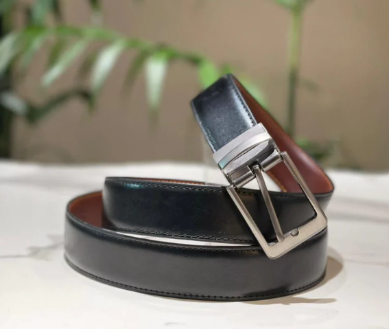 Genuine Leather Reversible Men Belt in Black and Brown Perfect for Business Casual Jeans Pants and Shirts