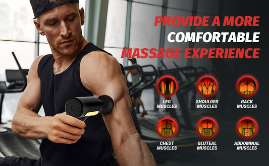 Portable Handheld Deep Tissue Massage Gun  Cordless USB Rechargeable with  Interchangeable Heads for Muscle Therapy